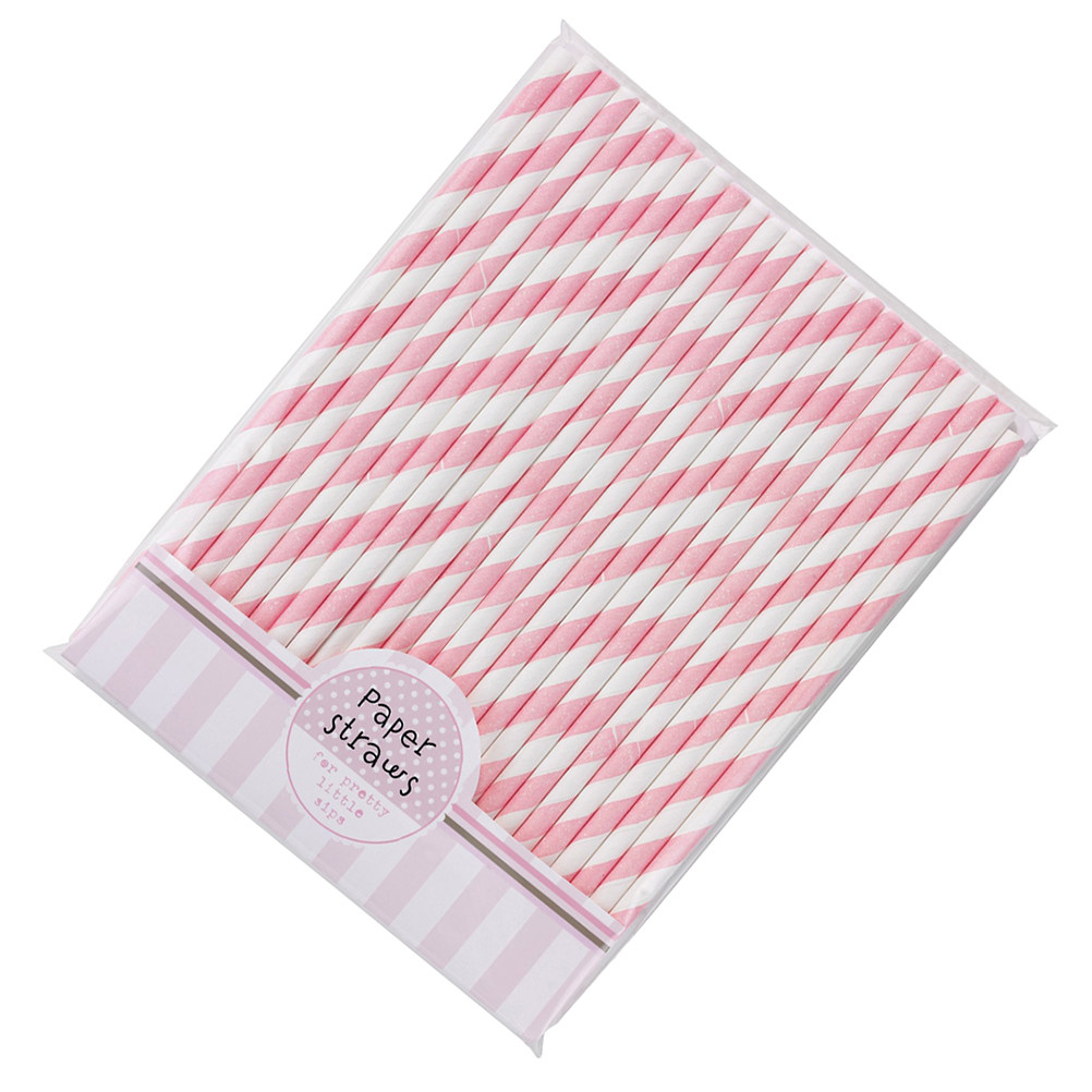 Paper Straw Color - 30 قطعة من الشفاطات الورقية المخططة