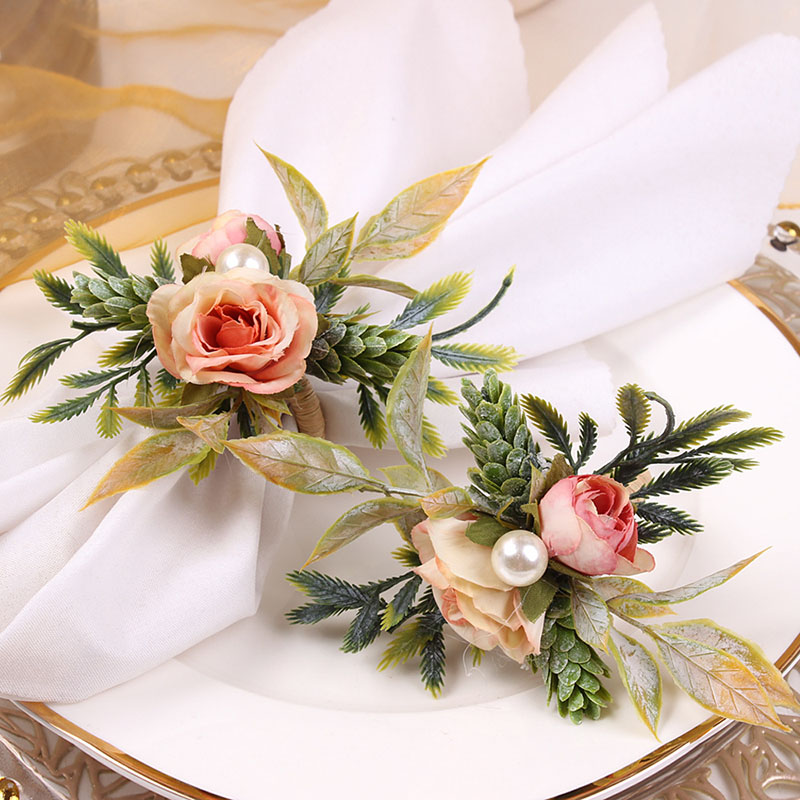 Party Event Supplier - حلقات المناديل حامل الورد والصنوبر مخروط