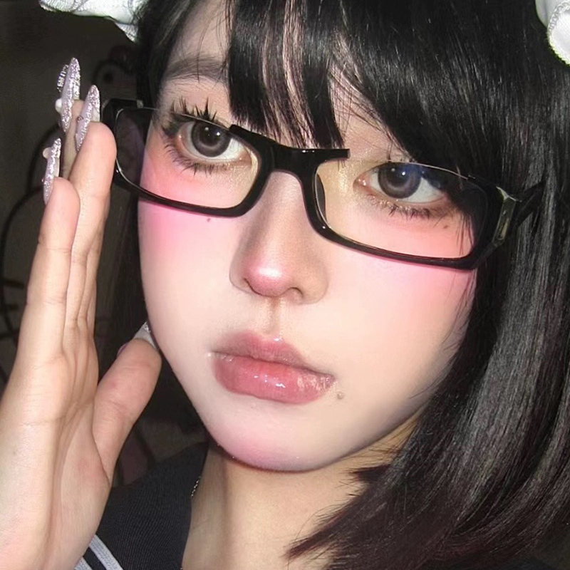 Photo Booth Frame - Y2K أسود نصف إطار نظارات المرأة