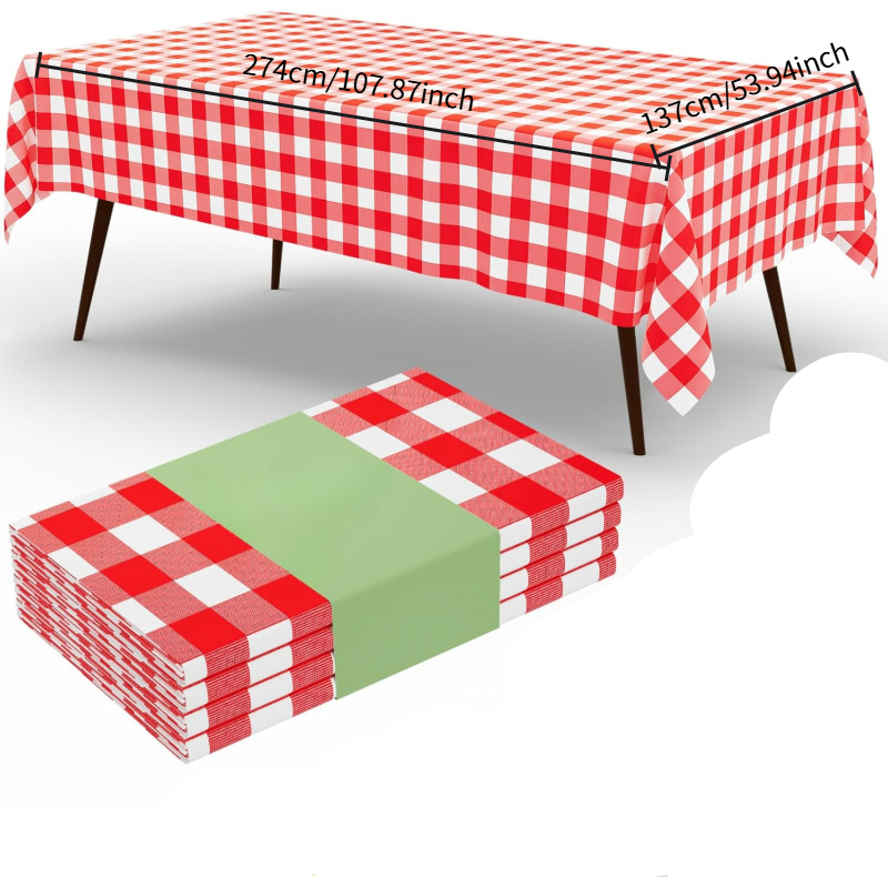 مفرش طاولة مستطيل أحمر وأبيض ب - مراجعة Table Cloth Disposable وسعره